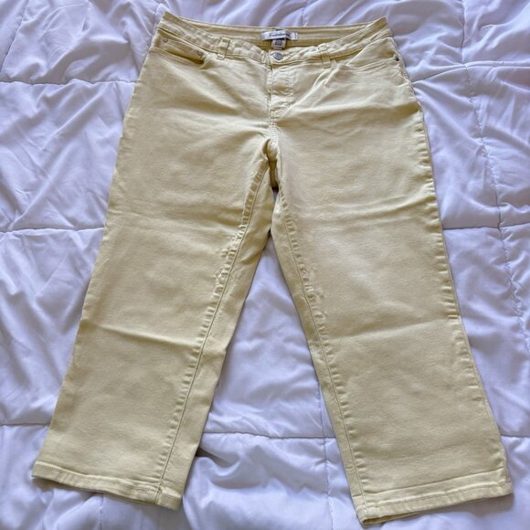 Croft & Barrow Womens Size 14 Pastel Yellow Mid Rise Capri Jeans Stretch Y2K - Picture 1 of 10